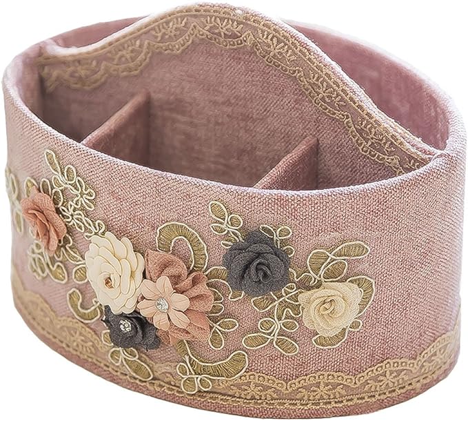 Vintage Fashion Lace Floral Oval Shape Cosmetic Jewelry Organizer Desktop Storage Box Organizer