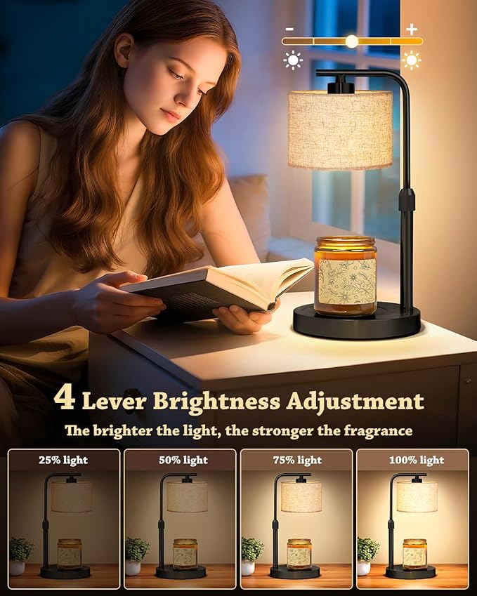 Candle Warmer Lamp with Timer Dimmer, Height Adjustable Modern Farmhouse Candle Warmer, Electric Candle Lamp Warmer with 2 Bulbs, Birthday Gifts for Women Mom, Gift for Home Decor
