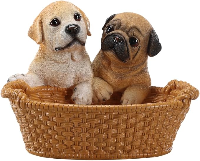 Dog Resin Storage Basket, Desktop Organizer for Remote & Keys, Cute Home Decor Tray, Ideal present for Pet Lovers.(Labrador & Pug )