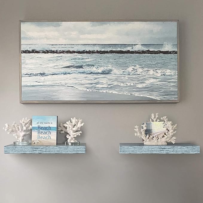 Sorbus Floating Shelves - 2 Pack 16 Inch Rustic & Blue Wall Shelves for Bedroom, Kitchen, Living Room, Bathroom Shelves, Home Decor, Office - Floating Shelf for Trophy, Books, Frames, Toilet Paper