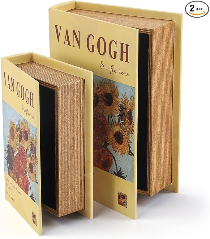 Decorative Books Storage Box Leather & Wood Decor Aesthetic Home Decor for Coffee Tables Bedside Tables Bookshelves Secret Storage for Jewelry,Keys Data cables,photos,souvenirs,set of 2