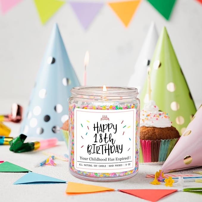 Homsolver 18th Birthday Gifts for Girls Boys, Vanilla Scent Ideas 18th Birthday Candles for Sister, Daughter, Best Friends, Handmade Aromatherapy with 50+ Hour Burn Time, Funny Birthday Decorations