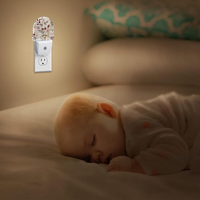 Night Light,Vintage Flower Butterfly Night Lights Plug Into Wall,Dusk to Dawn Sensor for Bedroom,Bathroom and Living Room for Women/Girls Gifts