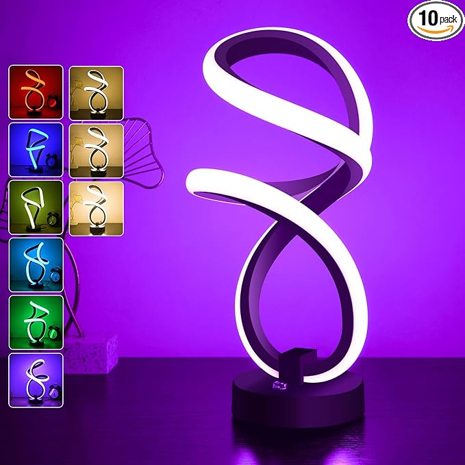 AVANLO Modern Table Lamps,Dimmable Spiral Lamp RGB Touch LED Bedside Lamp for Bedroom,Cool Desk Lamps Nightstand Home Decor Christams Lamp Gifts