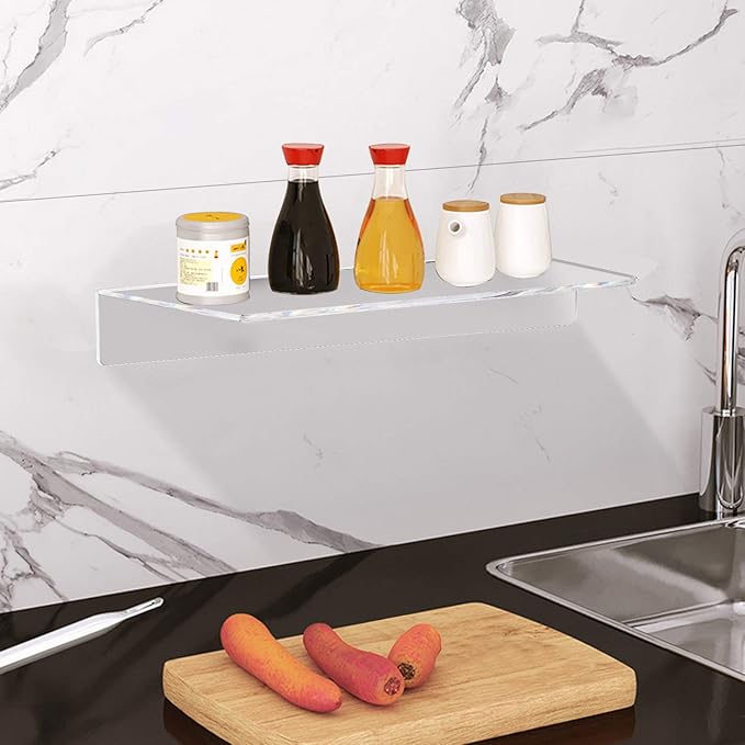 Weiai Clear Acrylic Shelves 12 Inch, Floating Wall Mounted Shelf for Wall Storage, Set of 4