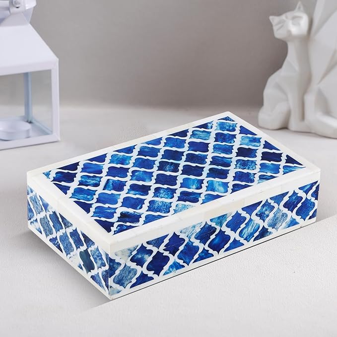 Handicrafts Home Decorative Storage Box 10x6 – Remote Organizer Box with Lid, Modern Decorative Keepsake Box, Boho Shelf Décor, Memory Box for Photos or Letters, Decorative Box for Table Décor