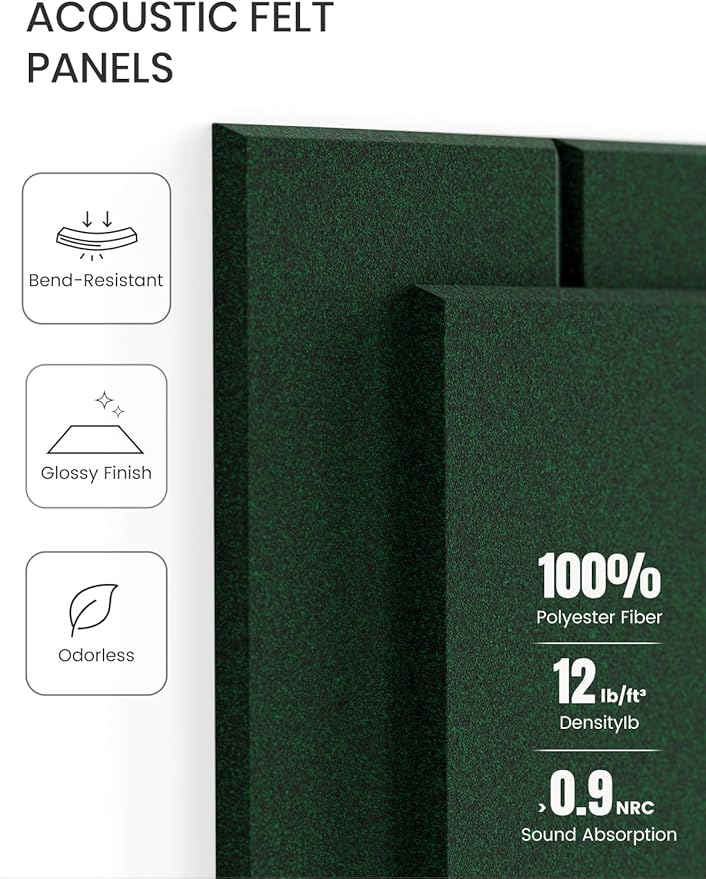 Fluxynara Large Felt Bulletin Board 36"x24" Cork Board Alternative - 6 Pack with 40 Safe Removable Adhesive Tabs, Cork Boards for Walls Cork Board for Home Office Classroom Pin Board- Pine Green