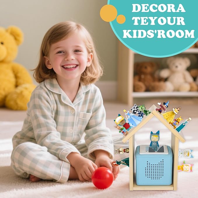 DIY House for Tonies Box Storage Organizer Shelf for 40 Tonie Figures (with 40Pcs Magnetic Adhesive Metal Plate), Compatible with TonieBox 1/2 Player Tonies Box Characters for Children Room