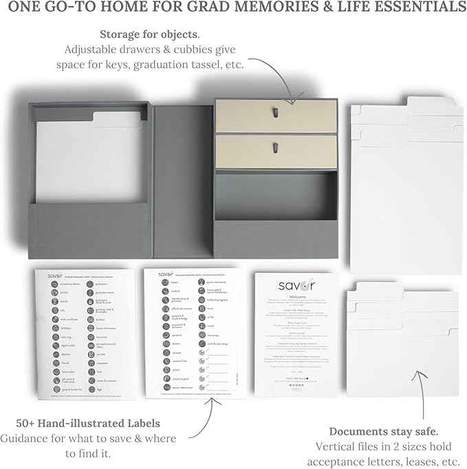 Personalizable Life Essentials & Graduate Keepsake Organizer | Keep High School and College Graduation Memorabilia Organized and Safe in One Convenient Home with this Gift for Students and Grads