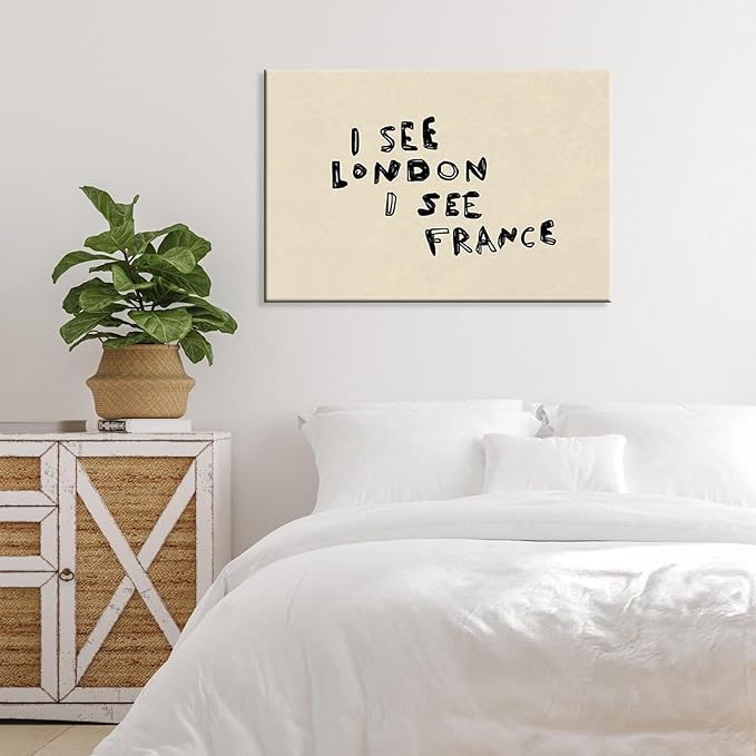 Funny Neutral Bathroom Wall Art I See London I See France Posters Quirky Humorous Black Typography Print Above Toilet Modern Minimalist Wall Decor For Home Apartment Dorm 8x12in Unframed