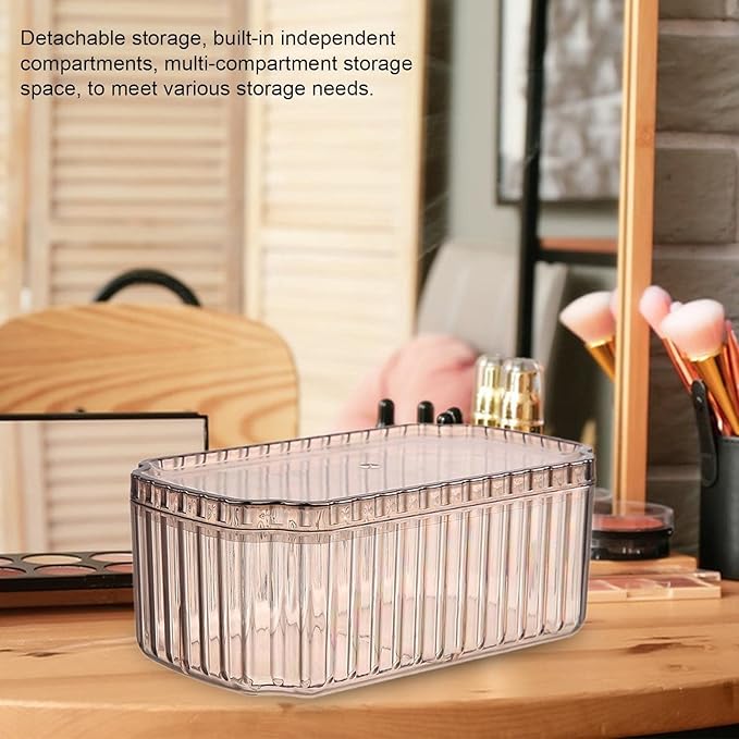 ANZAGA Makeup Storage,Jewelry Box Makeup Case Organizer - Portable Jewelry Display Case 3 Layer Stackable Case for Women Necklaces Rings Watches Bracelets