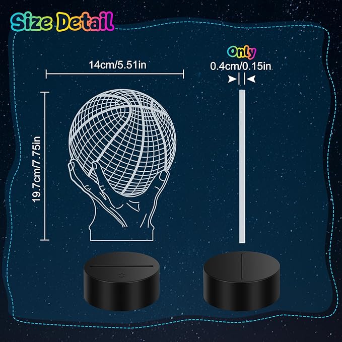 Linkax Basketball Gifts for Teens Boys Girls, Light Up 3D Illusion Night Light with 16 Colors Remote, Boy Toys for Ages 8-13, Xmas Birthday Gifts Basketball Accessories Room Decor Idea