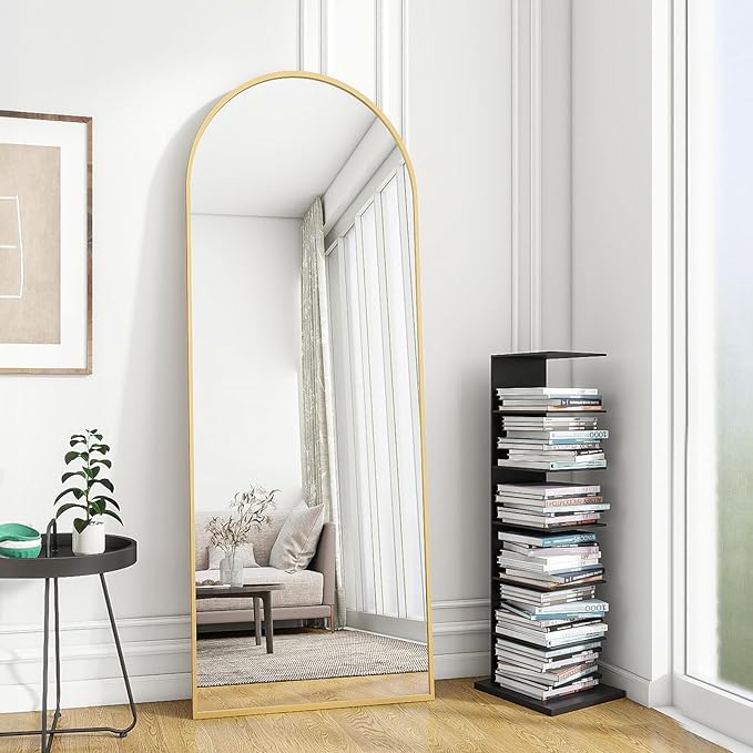 OGCAU Full Length Mirror, 64"x21" Arched Full Body Mirror, Hanging, Leaning or Standing, Wall Mounted for Bedroom Living Room, Gold