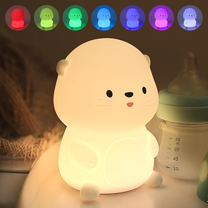 OkiyiD Otter Night Light, Cute Sea Otter Lamp Gifts,Animal Silicone Night Lamp, Cute Room Decor Night Light Birthday Christmas Gifts