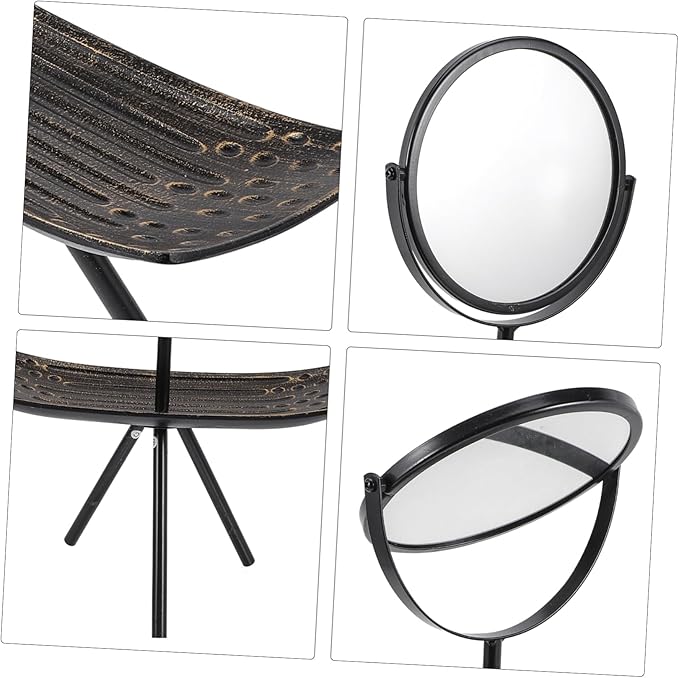 Mipcase Rotating Makeup Mirror with Angle and Elegant Design European Style Vanity Tray for Bedroom and Dressing Table and Lightweight Cosmetic Organizer