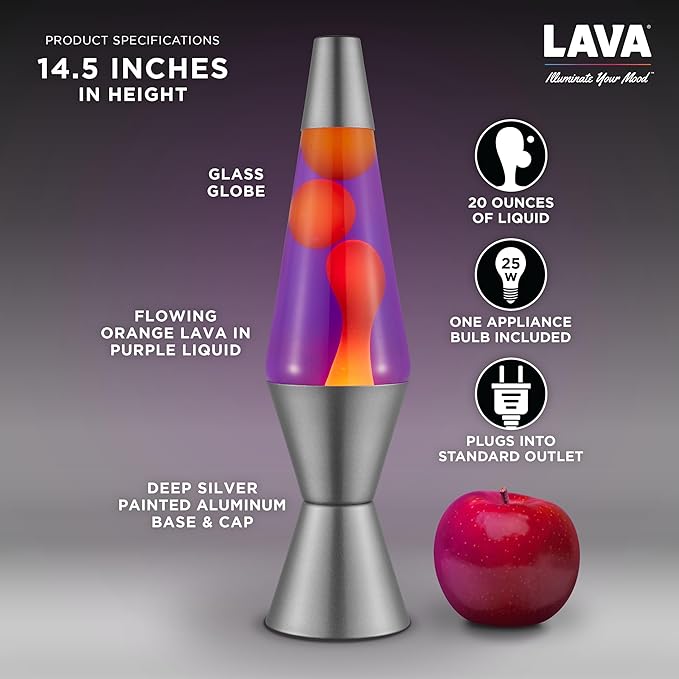 Lava® Lamp - 14.5" Purple Sunset - The Original Motion Light - Yellow Wax and Purple Liquid - Item #2635 (Amazon Exclusive),(Pack of 4)
