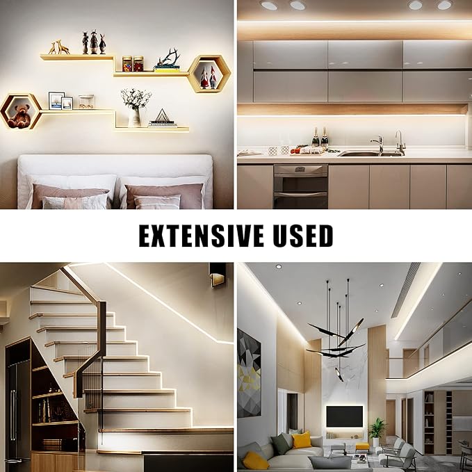 Tatazone 32.8ft 4000K White COB Led Strip Lights with Remote, Dimmable Bright Neutral White COB Light Strip, Indoor COB Led Lights for Kitchen, Room, Cabinet