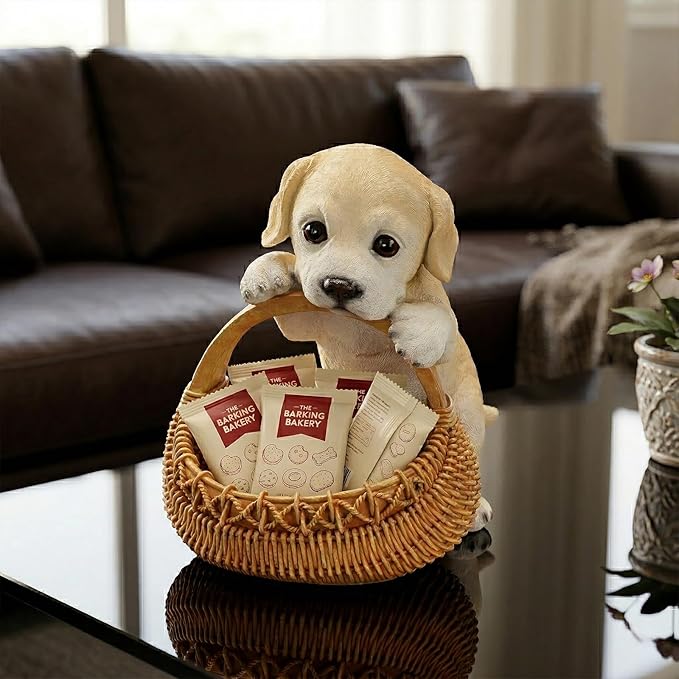 Dog Resin Storage Basket, Desktop Organizer for Remote & Keys, Cute Home Decor Tray, Ideal present for Pet Lovers.(Labrador Puppy)