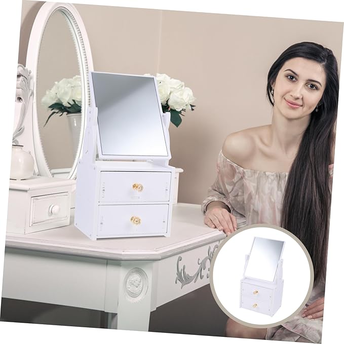 Beaupretty Stackable Makeup Organizer Multifunctional Makeup Mirror Storage Box Sturdy Base Safe Mirror for Dressing