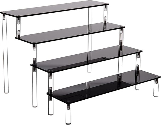 Acrylic Stands for Display,4 Tier Black Cupcakes Perfumes Figurines Display Stand Risers Shelf for Decoration and Organizer