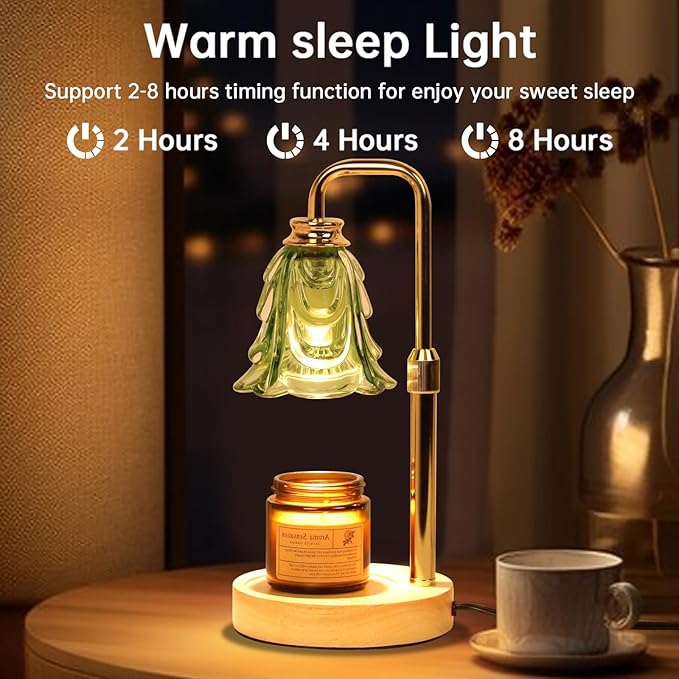 Droyek Candle Warmer Lamp with Timer Electric Candle Warmer Lamp Adjustable Height Dimmable Wax Warmer Lamp Jar Candles with 2 Bulbs for Home Decor & Office