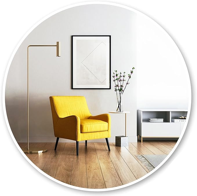 Oruii White Round Mirror, White Round Mirror 24 inch, Circle Bathroom Mirrors Metal Frame, Circle Mirrors for Wall, Bathroom, Over Sink, Living Room, Entryway, Vanity