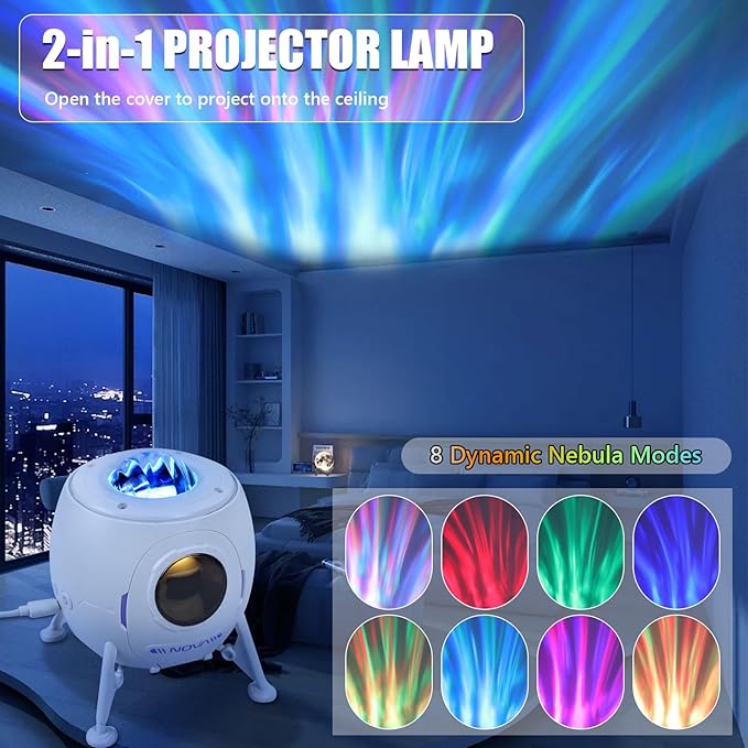 Lander Astronaut Projector Night Light, Built-in Speaker Space Man Buddy LED Planetarium Spaceman Lamp Gifts with White Noise Mode for Kids Adults Bedroom Ceiling Room Decor