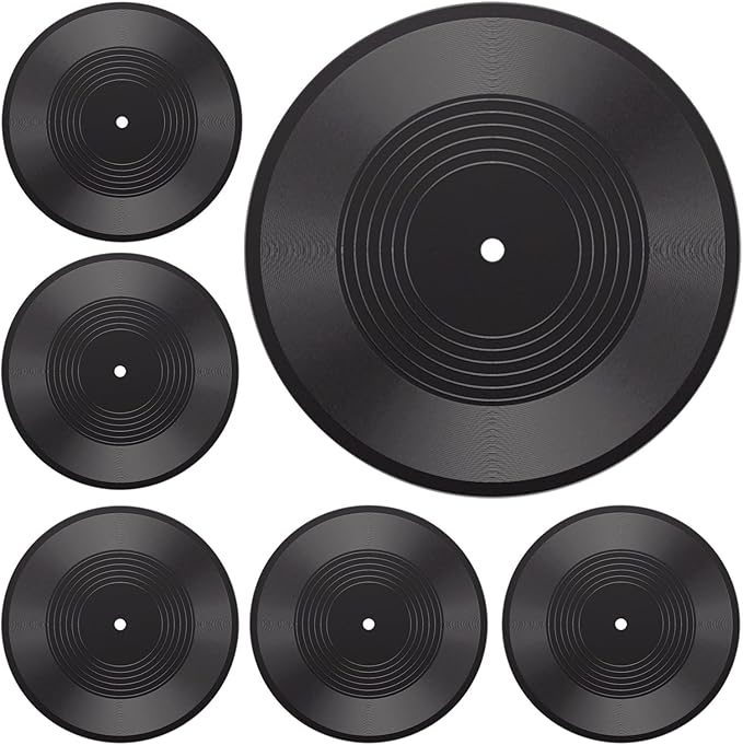 Facmogu 6PCS 12 Inch Blank Vinyl Records, Fake Record Vintage Decoration, Faux Blank Vinyl Records for Wall Aesthetic, Retro Record for Music Party Home Studio Room Display Decor DIY Project