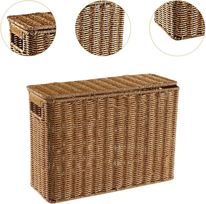 Narrow and Tall Storage Box with Handle Storage Bins Decorative Storage Bin Narrow Basket Bin for Clothing Closets Kitchen, S