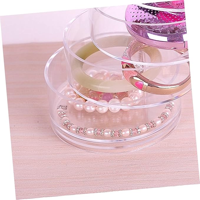 LIFKOME Layer Rotating Desktop Storage Box Acrylic Jewelry Cosmetic Organizer Multi-functional Case for Earrings Rings Beads