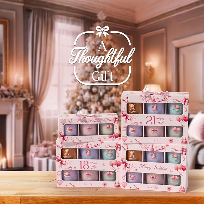 CHILLFLAME Pink Candles, Scented Candle Gift Set for Stress Relief, 6 Votive Candles for Women and Men, Birthday Candle Gifts for Women, Candles Gifts for Women (Pink, 14 oz)