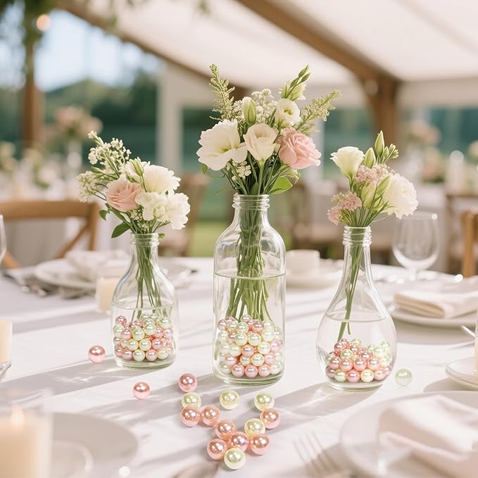 2800Pcs Cream&Pink Vase Filler Pearl Beads for Crafting 6mm Beads No Holes Decor Suitable for Wedding Decor, Party Decorations, Centerpiece Table Decorations
