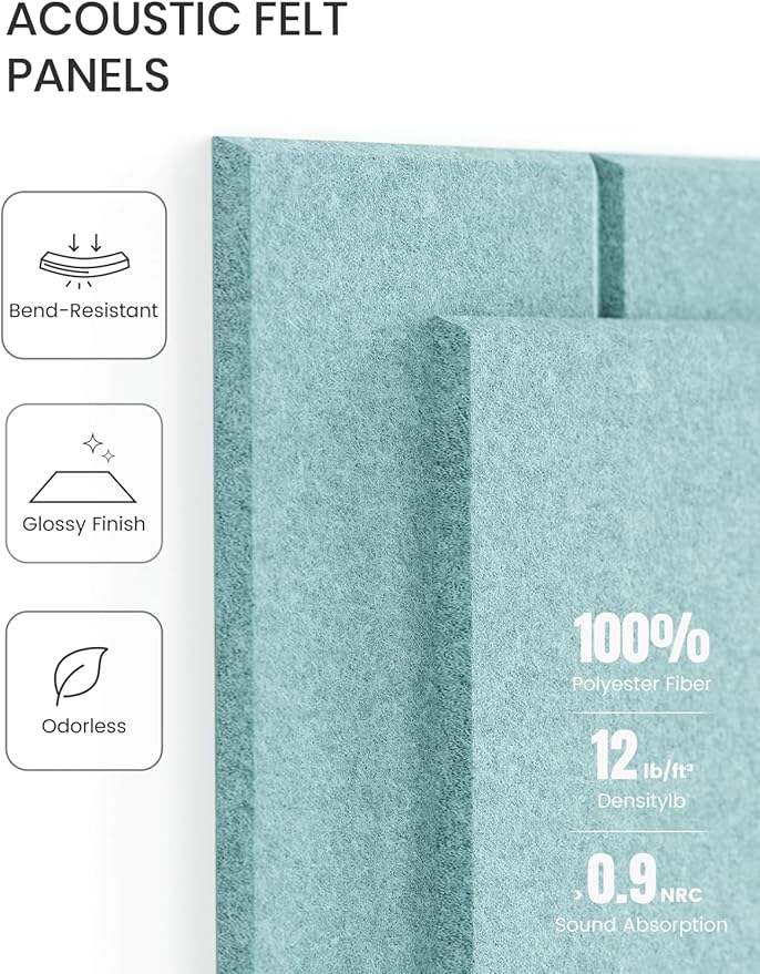Large Felt Bulletin Board 48" x 36" Cork Board Alternative-12 Pack with 70 Safe Removable Adhesive Tabs, Cork Boards for Walls Cork Board for Home Office Classroom Pin Board-Teal Blue