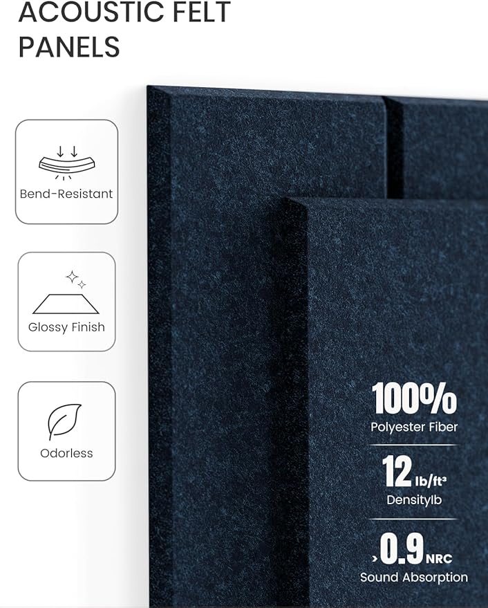 Large Felt Bulletin Board 36"x24" Cork Board Alternative - 6 Pack with 40 Safe Removable Adhesive Tabs, Cork Boards for Walls Cork Board for Home Office Classroom Pin Board-Carbon Blue