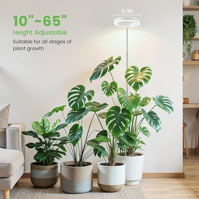 Aokrean Grow Light, 80 LEDs Full Spectrum Plant Light for Indoor Plants, Height Adjustable 10"-65" Growing Lamp with Auto Timer for 6/12/16Hrs,3 Optional Spectrums,5 Brightness, 1 Pack