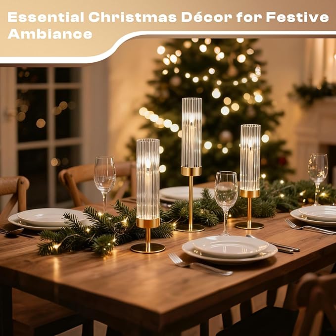 Gold Hurricane Candle Holders: Fluted Candlestick Holders for Wedding Tall Brass Taper Candle Holder Modern Candle Sticks Holder Decor for Table Centerpiece Party Birthday Christmas Set of 6