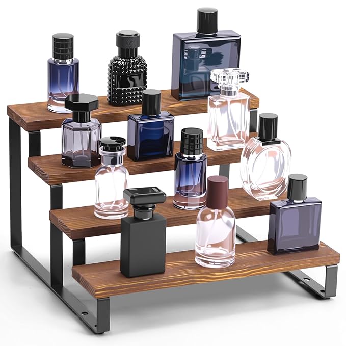 Wooden Cologne Organizer For Men, 4 Tiers Cologne Stand Shelf, Perfume Organizer Holder, Fragance Display Storage Rack, Gift For Men