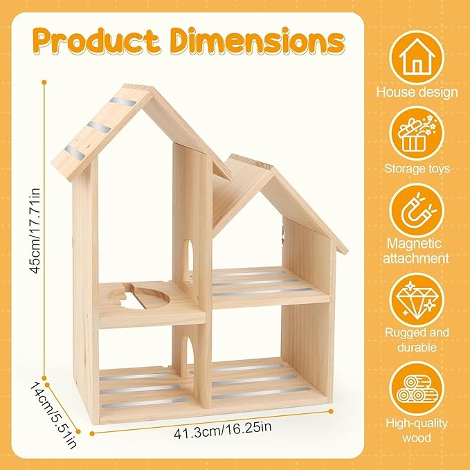 for Tonies Box Shelf Magnetic Storage Shelf, Large 4-Room Loft House for Toniebox 1/2 Player Tonies Figures Characters for Children Room, Wall-Mounted and Desktop Placement