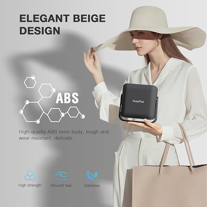 [Officially-Licensed App & Auto Focus]Black Smart Mini Projector with WiFi and Bluetooth, XuanPad 4K Support Movie Projector, Portable Native 1080P Outdoor Projector with 360° Stand