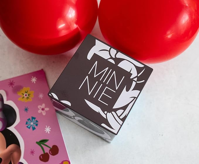 Ukonic Disney All Eyes on Minnie Mouse 4-Inch Tin Storage Box Cube Organizer with Lid | Basket Container, Cubby Cube Closet Organizer, Home Decor Playroom Accessories | Cute Gifts And Collectibles