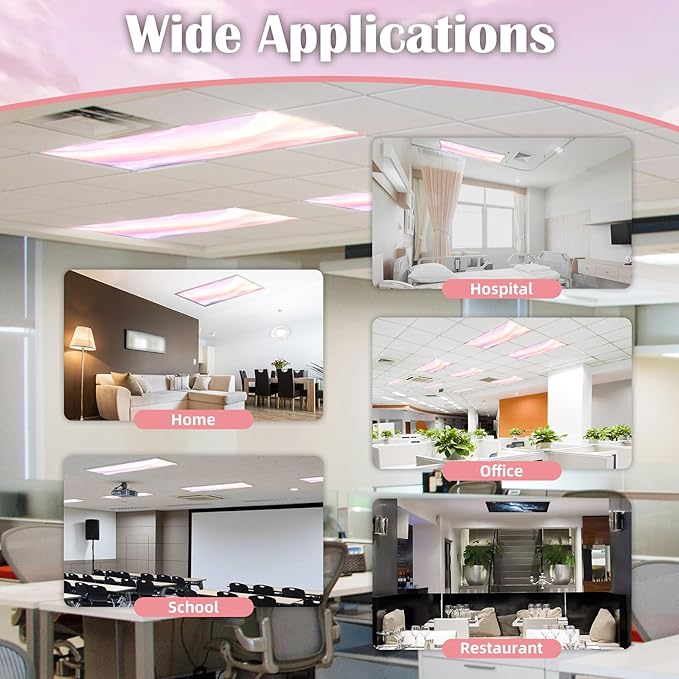 ANGSYLTH 2 Pcs Fluorescent Light Covers - 4 x 2 Feet Covers for Ceiling Lights, Magnetic Light Filters for Classroom, Office, Hospitals, Home (Pink - Sky)