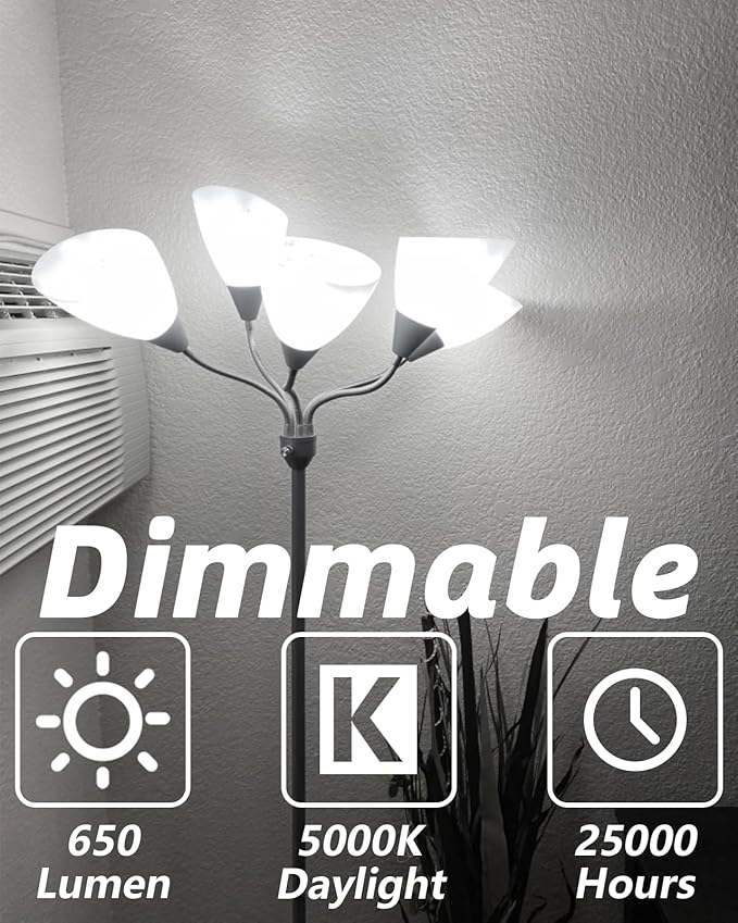 CYLYT E12 Chandelier Bulb 60 watt Equivalent, Dimmable LED Candelabra Light Bulbs 6W,5000K Daylight 650 Lumen Lightbulbs, CA11, UL Listed, Pack of 12