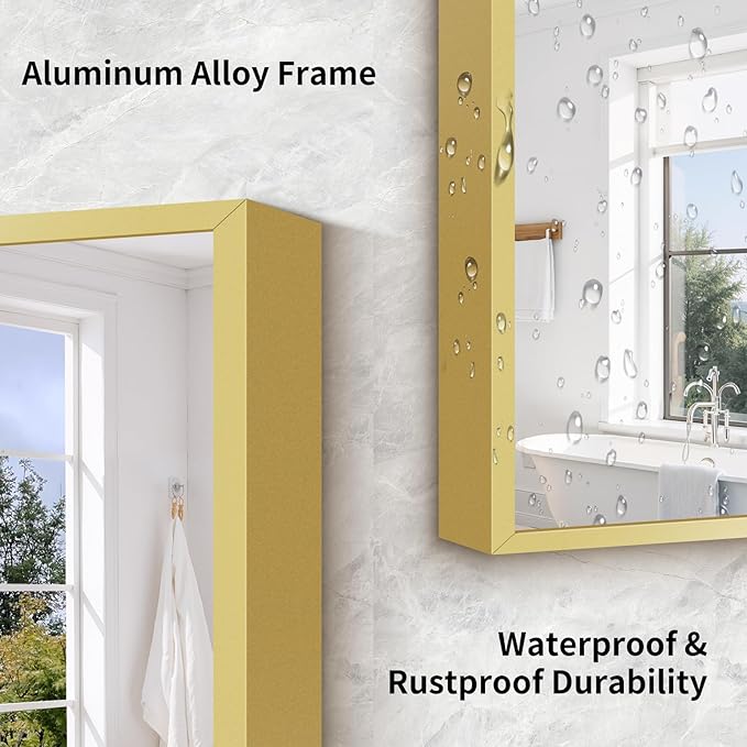 76"x34" Floor Mirror Full Length - Standing Mirror with Aluminum Alloy Frame, Large Body Mirror for Bedroom, Living Room, Wall Mounted or Leaning