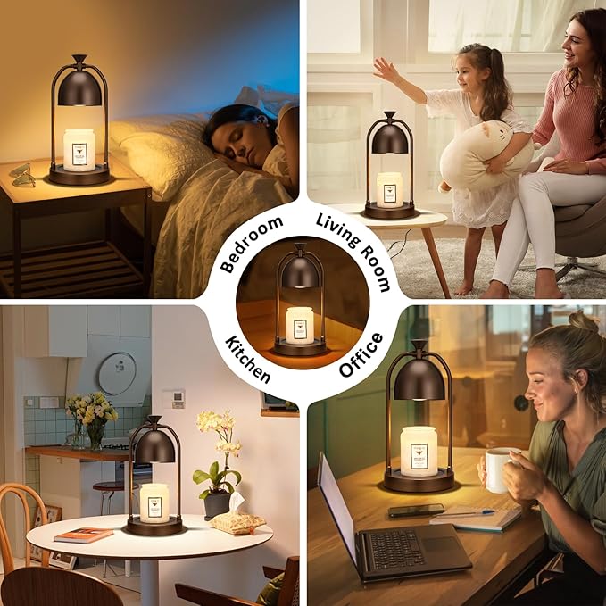 Brown Candle Warmer Lamp with Timer-Electric Candle Light for Bedroom Decor, Aromatherapy at Home | Gifts for Men | Home Gift Ideas