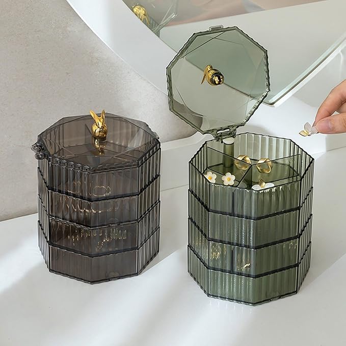 Jewelry Organizer with Handle, 4-Layer Acrylic Jewelry Box, Clear Jewelry Boxes for Women Girls, Make up Earring Organizer, Jewelry Storage Holder