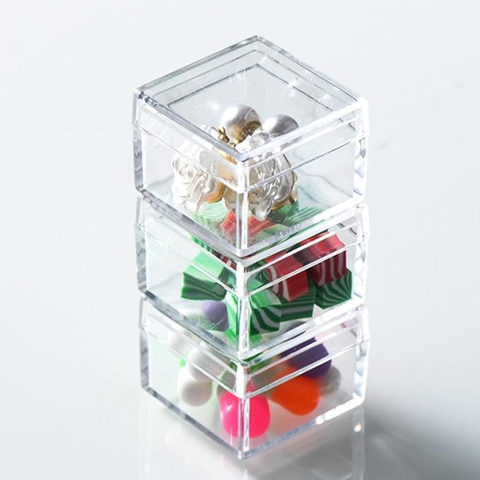 KissYou Small Acrylic Box with Lid Clear Candy Boxes for Display Graduation Wedding Birthday Party Candy Boxes Acrylic Decoration Plastic Square Cube
