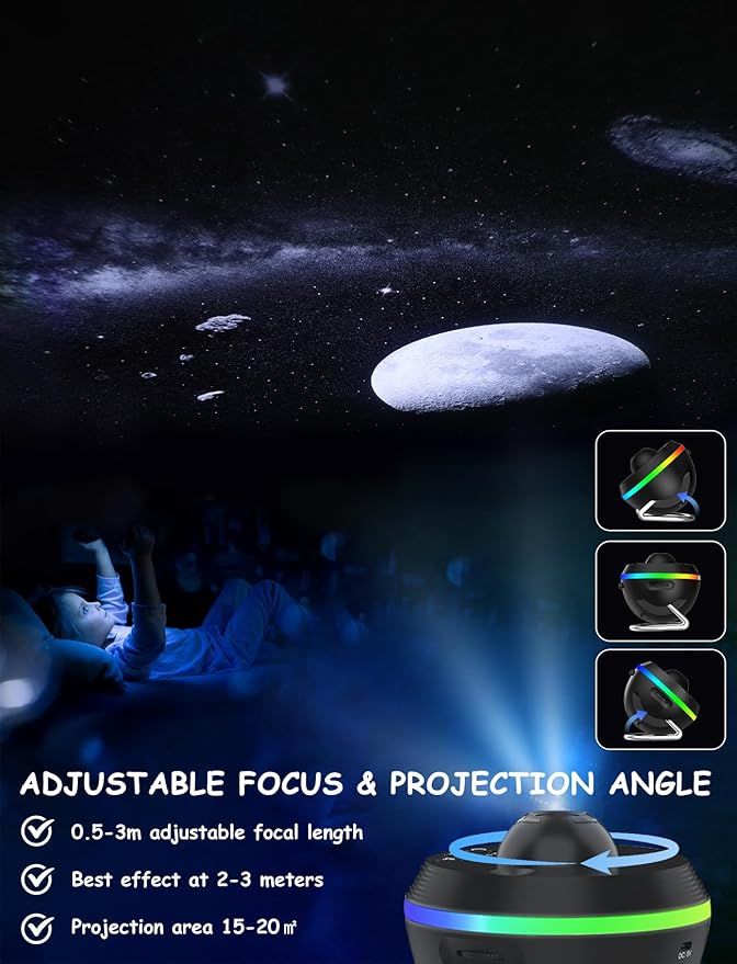 Galaxy Projector - 13 in 1 Star Projector Planetarium Dynamic Meteor & RGBCW Dynamic Effects with Timer&180° Adjustable Bracket, 13 HD Image Film Discs Star Night Light Projector for Bedroom/Christmas