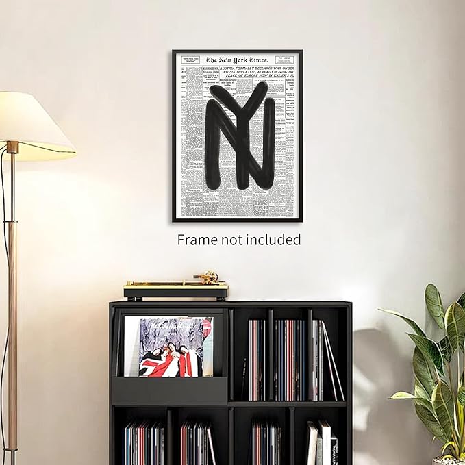 noxozoqm Black and White Newspaper Wall Art Vintage New York City Poster Trendy Minimalist Aesthetic Canvas Prints for Apartment Bedroom Wall Decor 12X16 inch Unframed