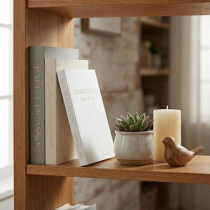 Decorative Books for Home Decor-Set of 3 Linen Aesthetic Fake/Faux Books for Coffee Table/Bookshelf/Mantel Shelf Decoration, Hidden Photo or as Keepsake Storage Box