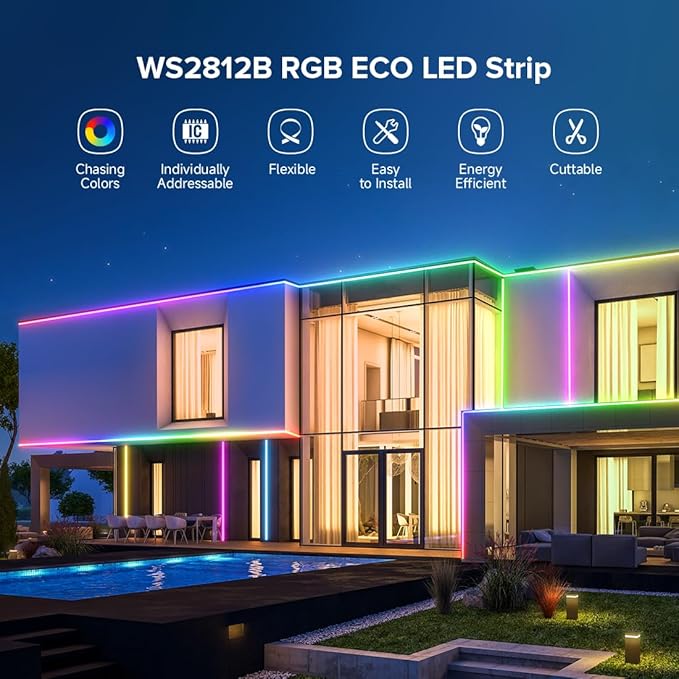SEZO WS2812B LED Strip Light 3.3FT/1M 144LEDs/m Individually Addressable Programmable 5050SMD Digital RGB Alloy Wires Flexible Dream Color IP30 Non-Waterproof PCB Black DC5V